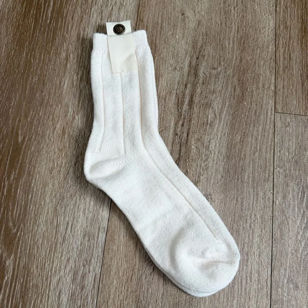 Free People Ribbed Crew Socks Soft and Cozy Ivory